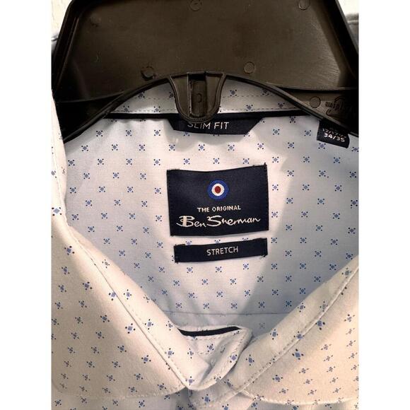 Ben Sherman White & Blue Long Sleeve Button Up Collared Dress Shirt MensXL 34/35 - Picture 4 of 10